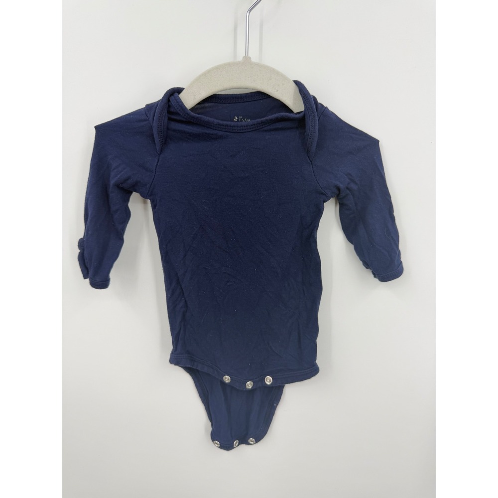 Kyte Baby Solid Long Sleeve Bodysuit Kids 0-3M Navy Blue Bamboo Rayon Stretch